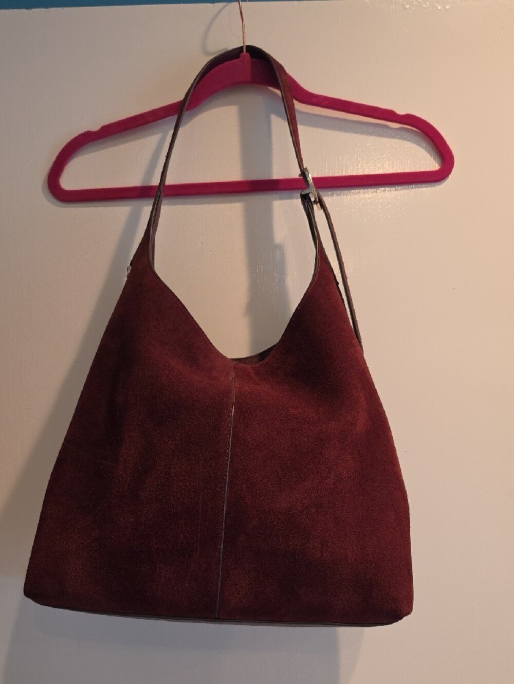kate spade Large 454 Burgundy Suede Shoulder Bag - Picture 2 of 16